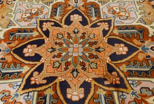 Golden Beige Vintage Floral Traditional 8X11 Heriz Persian Oriental Rug