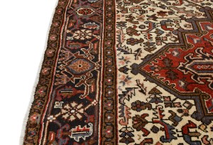 Vintage Red Geometric 7X9 Heriz Persian Rug