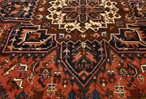 Vintage Red Geometric 7X10 Heriz Persian Rug