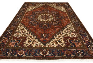 Vintage Red Geometric 7X10 Heriz Persian Rug