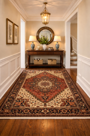 6'10 x 9'9 Hand Knotted Heriz Geometric Persian Wool Rug