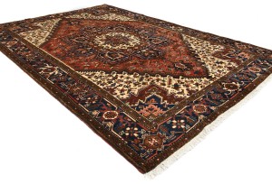 Vintage Red Geometric 7X10 Heriz Persian Rug