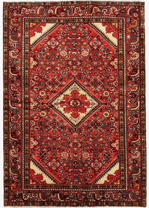 Red Vintage Tribal 4'7X6'8 Hossainabad Persian Oriental Rug