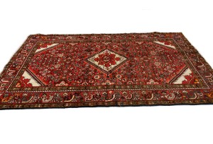 Red Vintage Tribal 4'7X6'8 Hossainabad Persian Oriental Rug