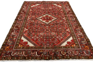 Red Vintage Tribal 4'7X6'8 Hossainabad Persian Oriental Rug