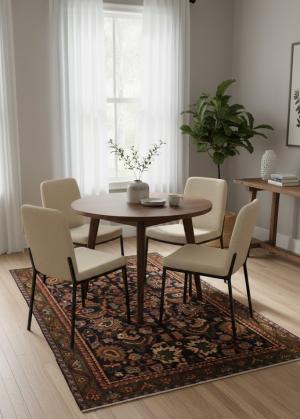 Vintage Dark Purple-navy Floral 4X7 Gholtogh Persian Rug