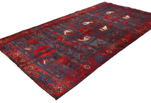 Vintage Tribal Charcoal Gray 4X8 Hamedan Persian Rug