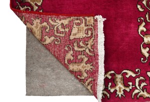 Vintage Fuchsia Rose Classic 2'7X15'4 Tabriz Persian Runner Rug