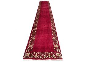 Vintage Fuchsia Rose Classic 2'7X15'4 Tabriz Persian Runner Rug
