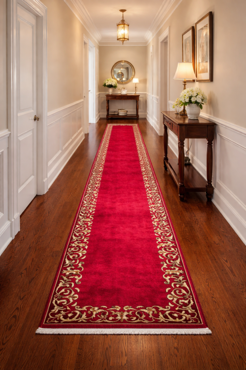 Vintage Fuchsia Rose Classic 2'7X15'4 Tabriz Persian Runner Rug