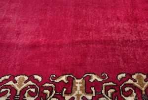 Vintage Fuchsia Rose Classic 2'7X15'4 Tabriz Persian Runner Rug