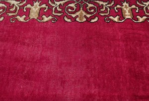 Vintage Fuchsia Rose Classic 2'7X15'4 Tabriz Persian Runner Rug