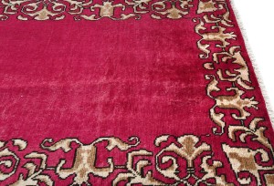 Vintage Fuchsia Rose Classic 2'7X15'4 Tabriz Persian Runner Rug