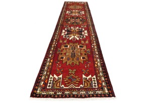 Vintage Red Tribal 3'5X13'9 Gholtogh Persian Runner Rug