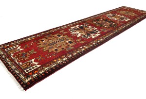 Vintage Red Tribal 3'5X13'9 Gholtogh Persian Runner Rug