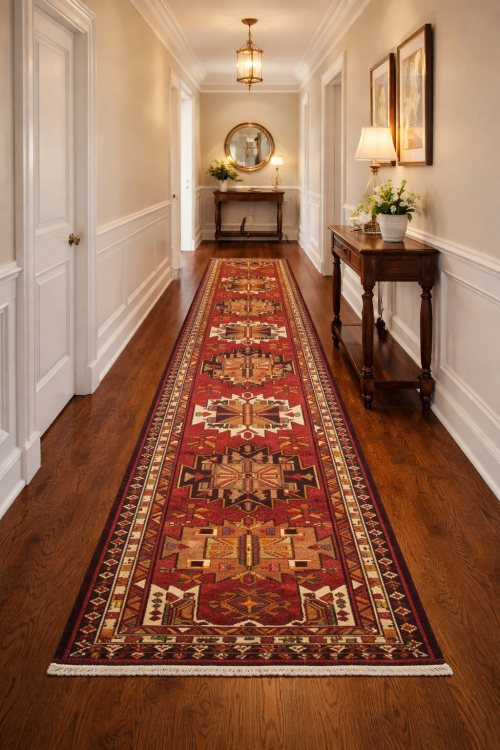 Vintage Red Tribal 3'5X13'9 Gholtogh Persian Runner Rug