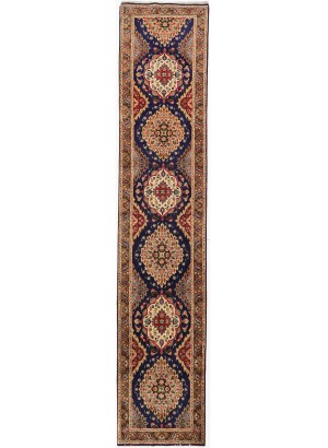 Vintage Purple-navy Floral 3X16 Tabriz Persian Runner Rug