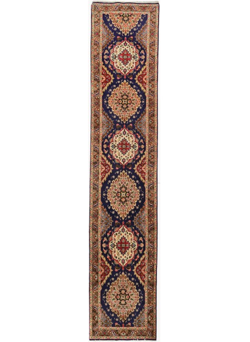 Vintage Purple-navy Floral 3X16 Tabriz Persian Runner Rug