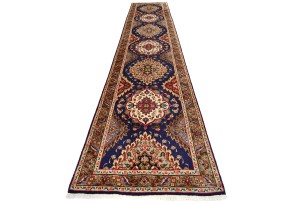 Vintage Purple-navy Floral 3X16 Tabriz Persian Runner Rug