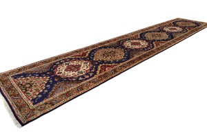 Vintage Purple-navy Floral 3X16 Tabriz Persian Runner Rug