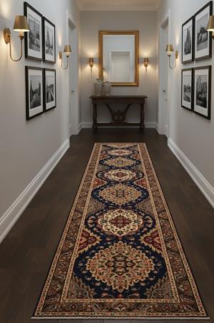 Vintage Purple-navy Floral 3X16 Tabriz Persian Runner Rug