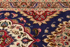 Vintage Purple-navy Floral 3X16 Tabriz Persian Runner Rug