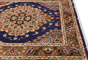 Vintage Purple-navy Floral 3X16 Tabriz Persian Runner Rug
