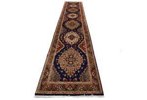 Vintage Purple-navy Floral 3X16 Tabriz Persian Runner Rug