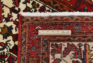 Vintage Cream Geometric 3X11 Heriz Persian Runner Rug