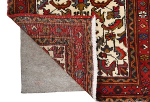 Vintage Cream Geometric 3X11 Heriz Persian Runner Rug