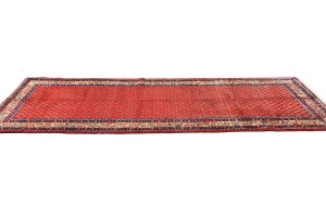 Vintage Red Allover Tribal 4X11 Botemir Persian Runner Rug