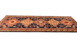 Vintage Tribal Pictorial Geometric 5X11 Meshkin Persian Runner Rug