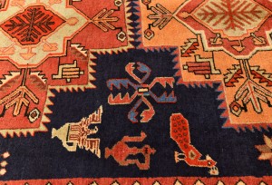 Vintage Tribal Pictorial Geometric 5X11 Meshkin Persian Runner Rug