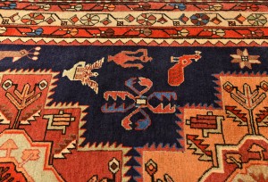 Vintage Tribal Pictorial Geometric 5X11 Meshkin Persian Runner Rug