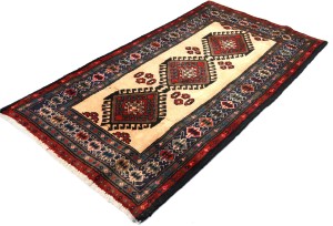 Vintage Tribal Cream 2X4 Chenar Persian Rug