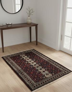 Vintage Geometric Tribal 3X4 Turkoman Persian Rug