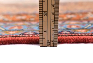 Vintage Rusty Peach Geometric 6'3X9'5 Ardebil Persian Rug