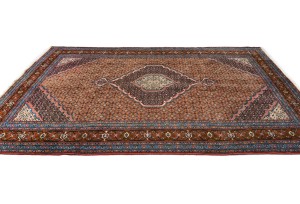 Vintage Rusty Peach Geometric 6'3X9'5 Ardebil Persian Rug