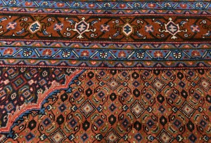 Vintage Rusty Peach Geometric 6'3X9'5 Ardebil Persian Rug
