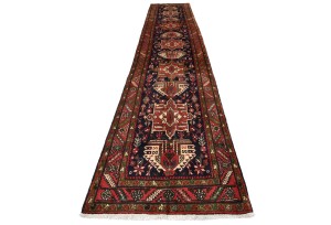 Vintage Geometric Tribal 3'2X14'6 Karajeh Persian Runner Rug