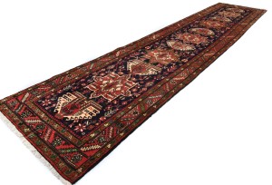 Vintage Geometric Tribal 3'2X14'6 Karajeh Persian Runner Rug