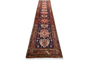 Vintage Geometric Tribal 3'2X14'6 Karajeh Persian Runner Rug