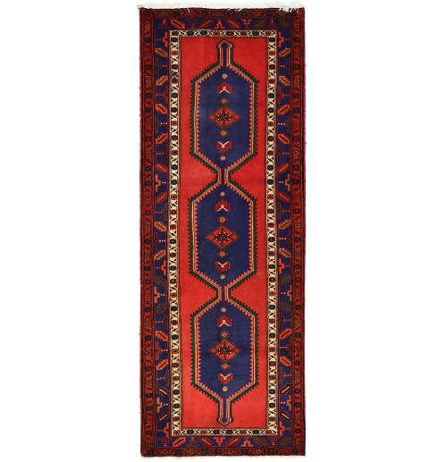 Semi Antique Tribal Red 3'5X9'3 Hamedan Persian Runner Rug