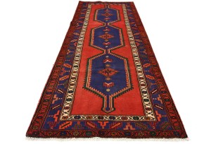 Semi Antique Tribal Red 3'5X9'3 Hamedan Persian Runner Rug