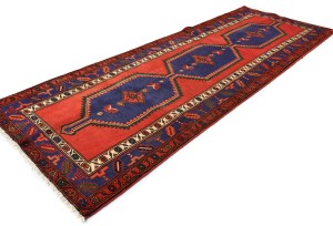 Semi Antique Tribal Red 3'5X9'3 Hamedan Persian Runner Rug