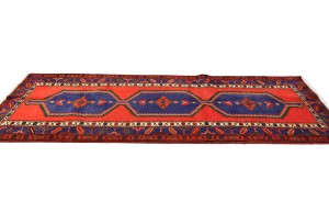 Semi Antique Tribal Red 3'5X9'3 Hamedan Persian Runner Rug