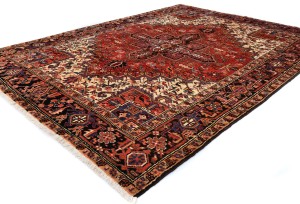 Vintage Red Geometric 7X10 Heriz Persian Oriental Rug