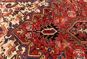 Vintage Red Geometric 7X10 Heriz Persian Oriental Rug
