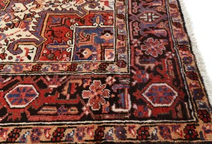 Vintage Red Geometric 7X10 Heriz Persian Oriental Rug