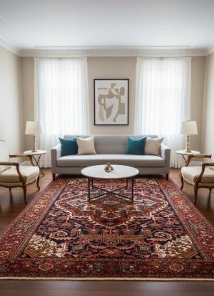 Vintage Traditional Geometric 7X10 Heriz Persian Rug